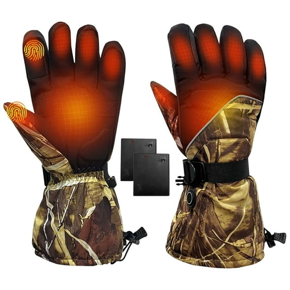 Heated Gloves for Men Women Winter Waterproof Touchscreen 3 Heating Levels Electric Hand Warmer for Skiing Hunting, 8 AA Batteries (Not Included)