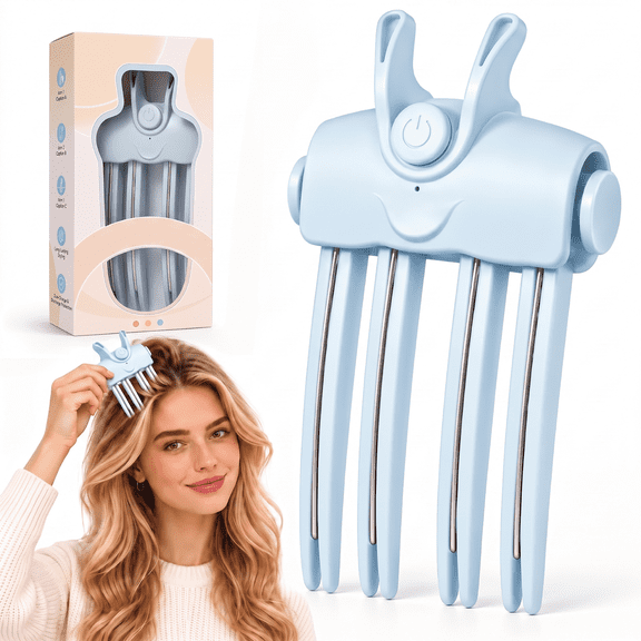 1PCS Heated Root Volumizer Hair Clip, Electric Roots Lifter Comb, 2 Temperature Settings , Blue