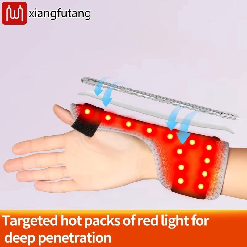Heated Hand Massager with Red Light – Electric Warming Glove for Wrist & Fingers, 3 Heat Levels, Auto-Off Timer, Washable, One Size, USB Powered