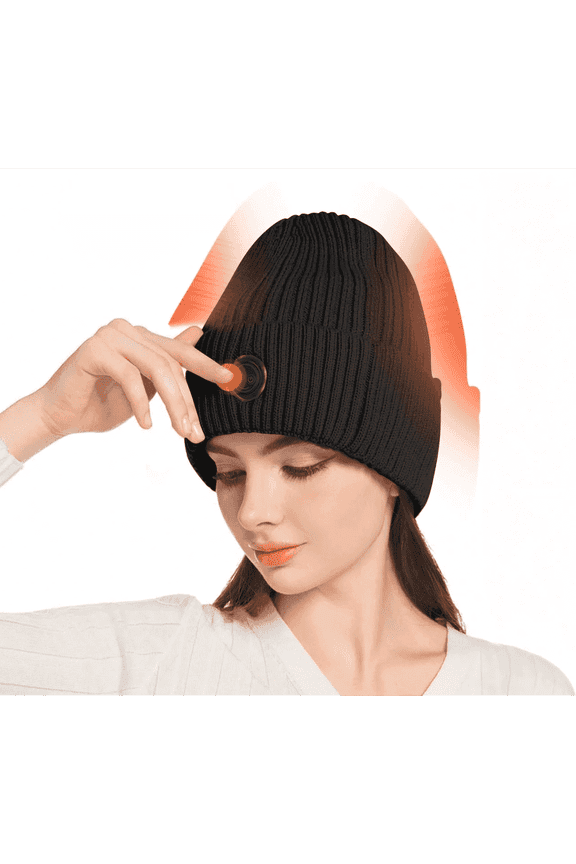 Heated Hat for Men Women, Rechargeable Winter Heated Beanie with 3 Heat Tempo, Electric Battery Warm Heated Cap for Skiing Hiking Cycling and Working, Black