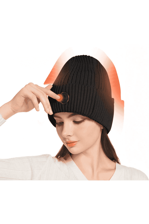 Heated Hat for Men Women, Rechargeable Winter Heated Beanie with 3 Heat Tempo, Electric Battery Warm Heated Cap for Skiing Hiking Cycling and Working, Black