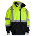 thumbnail image 1 of PIP Hi-Vis ANSI Class 3 Black-Trim Bomber Jacket - 333-1766 High Vis Lime Green 4XL, 1 of 2
