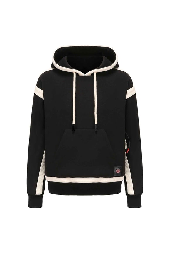 Heated Hooded Sweatershirt for Men&Women Electric Heating Jacket Lightweight Electric Heating Coat Black L