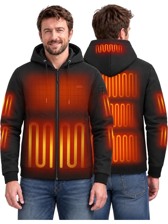 Heated Hoodie for Men & Women, Heating Jacket, 15-Zone Heating, Fast & Even Heating, 4 Independent Controls, 3 Heat Levels, Machine Washable, Heated coat for Outdoor Work
