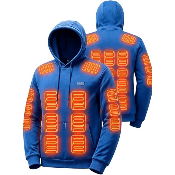 Heated Hoodie Women Men Unisex Heated Sweatshirt Heating Pullover Soft Hoodies Long Sleeve Outdoor Winter Wear, No Battery