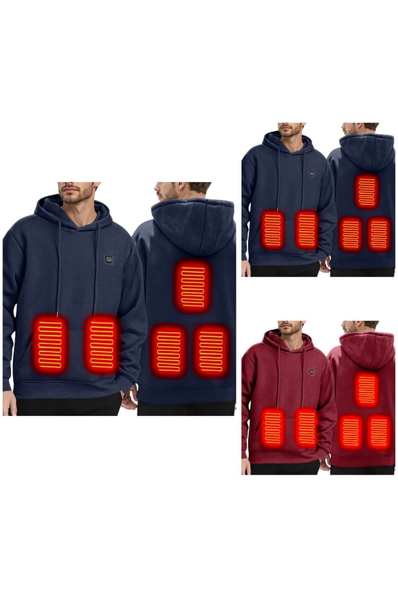 Heated Hoodie for Men, Electric Heating Sweatshirt with Lining, Adjustable Temperature Winter Thermal Pullover Sweater for Daily Wear