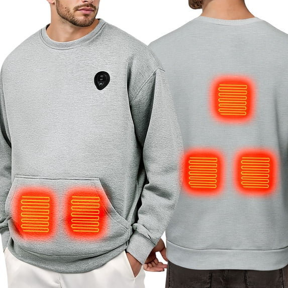 Heated Hoodie for Men, Electric Heating Sweatshirt with Lining with No Hood Color: Grey Size: XXS
