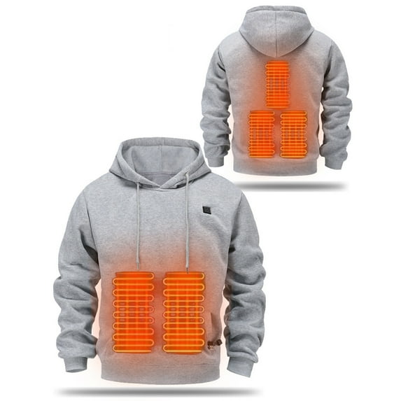 Heated Hoodie for Men Women Heated Hood Sweatshirt Unisex USB Electric Heating Jacket Winter Clothes No Battery Gray 3XL