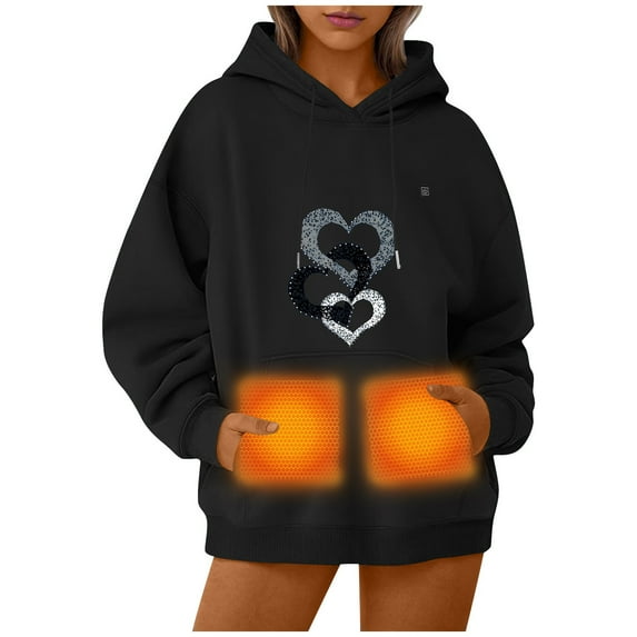 Heated Hoodies for Men Women Plus Size Jackets Sweatshirt Winter Warm Electric Heaters Heating Hoodies Outdoor Coat,Black 4,L