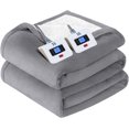 thumbnail image 1 of Electric Blanket  Size, Flannel & Sherpa Heated Blanket, 10 Heat Settings, Auto Shut Off, Machine Washable, Light Grey, 84 x 90 Inch, 1 of 7