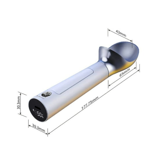 Heated Ice Cream Scoop, 6.9inch Stainless Steel Self-melting Ice Cream Scoop, Household Ice Cream Scoop with Handle