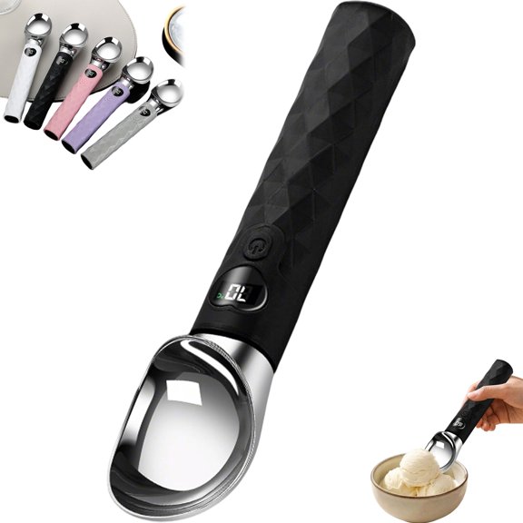 Heated Ice Cream Scoop Rechargeable Electric Scooper with LED Display,Fast Heating Waterproof Nonstick Aluminum Head Spoons for Home,Party
