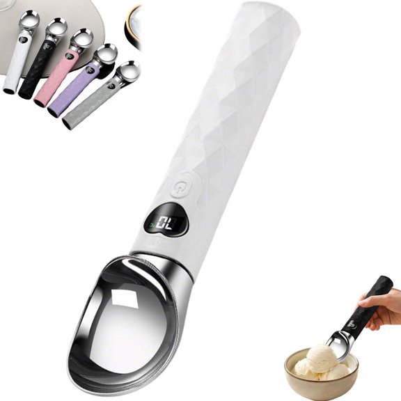 Heated Ice Cream Scoop Rechargeable Electric Scooper with LED Display,Fast Heating Waterproof Nonstick Aluminum Head Spoons for Home,Party