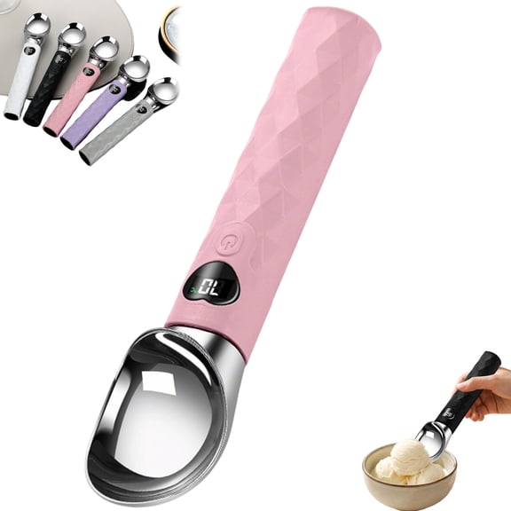 Heated Ice Cream Scoop Rechargeable Electric Scooper with LED Display,Fast Heating Waterproof Nonstick Aluminum Head Spoons for Home,Party