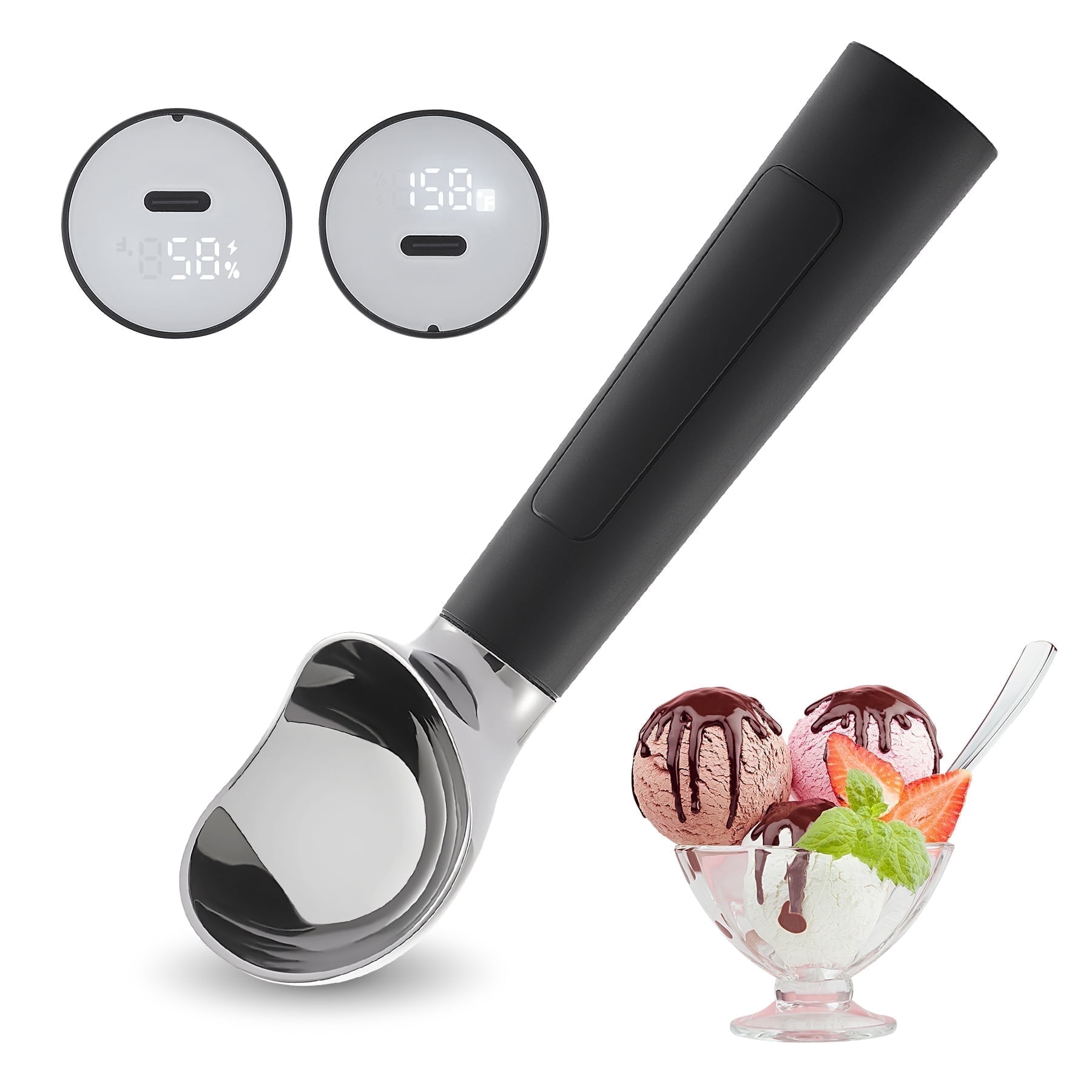 Stainless Steel Ice Cream Scoop With Trigger - 2 Pack, Heavy Duty Cookie & Gelato Scooper