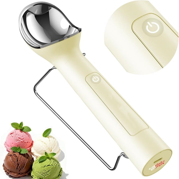 Heated Ice Cream Scoop with ON/OFF Switch: Rechargeable Electric Icecream Scooper with Holder,Kitchen Gadgets for Hard Ice Cream, Max to 158