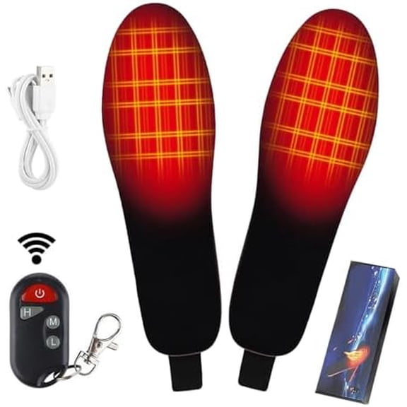 Heated Insole Rechargeable USB, Outdoor Sports Insoles for Woman Men, 3-Temperature Adjustable Rechargeable Foot Warmer for Fishing Hiking