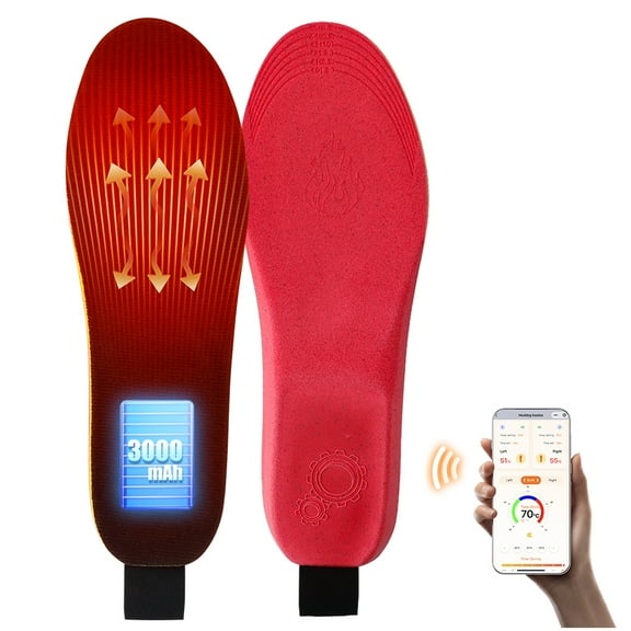 Heated Insoles with 3000mAh Battery & APP Control, Rechargeable Foot Warmers for Men and Women, Foot Heating & Cut-to-Fit Design for Hiking,Skiing, Camping, Hunting, Outdoor(M)