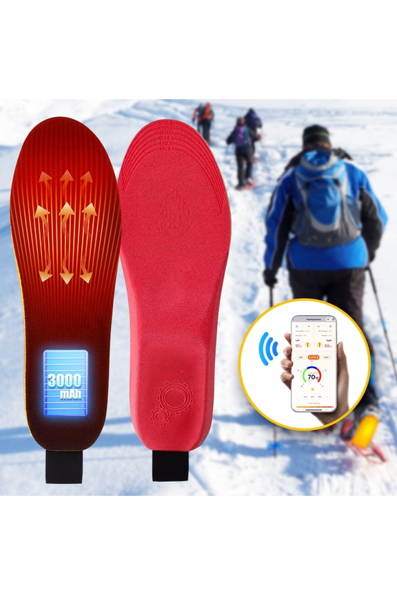Heated Insoles for Men & Women with APP Control, 3000mAh Rechargeable Foot Warmers, Electric Heating Insoles for Hiking, Skiing, Camping, Hunting, Outdoor Work (Large)