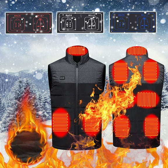 Heated Jacket under $5! Cagogo 9-Zone Heated Vest, Dual Control Warming Vest, Rechargeable Thermal Clothing, Outdoor Heating Garment, Battery Powered Heated Apparel for Cold Weather