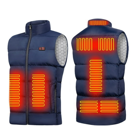 Heated Jacket Electric Warming Coat USB Powered Thermal Outdoor Winter Wear - Multiple Sizes 9 Heating Zones Riding Skiing Fishing Activities(Blue-S)