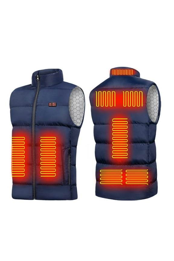 Heated Jacket Electric Warming Coat USB Powered Thermal Outdoor Winter Wear - Multiple Sizes 9 Heating Zones Riding Skiing Fishing Activities(Blue-S)