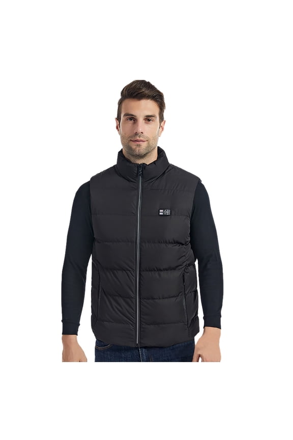 Heated Jacket Mens 15 Heat Zones Dual Control Electric Warming Heated Vest Zip Up Sleeveless Jacket Cotton Lined Layer Regular Fit Winter Outdoor Jacket Men