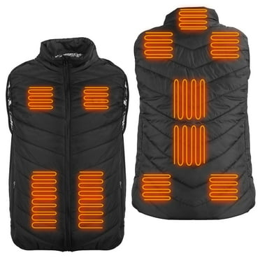 Heated Jacket Vest for Men Women Electric USB Jacket with 11 Heating Zones 3 Heating Gear Adjustable Lightweight Winter Warm Vest Battery Not Included Black XXL