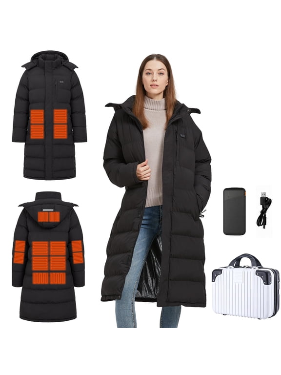 Heated Jacket for Women, Graphene Lightweight Heating Jackets with Battery Pack 5V Fast Charge 10000mAh Winter Outdoor Soft Shell Electric Heating Coat