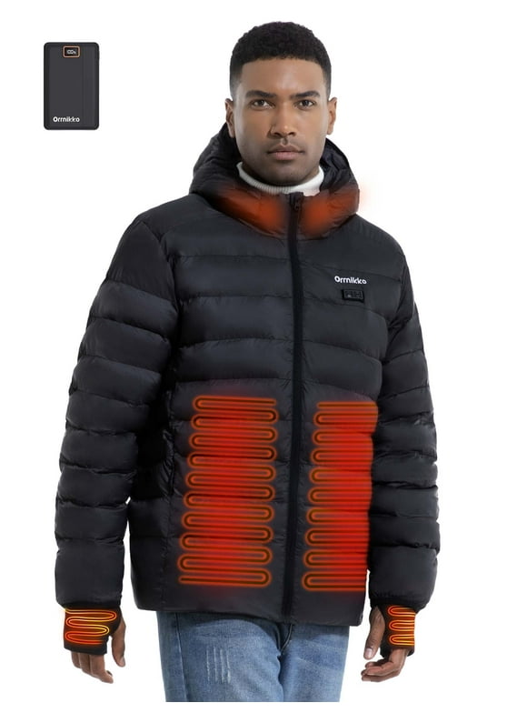Heated Jacket for Men, Men's Heated Jacket,12V 20000mAh Battery, Heated Cuffs, Heated Winter Coat, Electric Heating Jacket, Lightweight Black 4XL