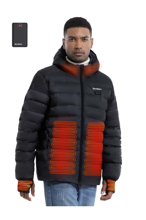 Heated Jacket for Men, Men's Heated Jacket,12V 20000mAh Battery, Heated Cuffs, Heated Winter Coat, Electric Heating Jacket, Lightweight Black XL