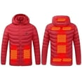 thumbnail image 1 of Heated Jacket for Men Women 9 Heating Zones Hooded Coat Jackets USB Powered Thermal Coats (Red XL), 1 of 3
