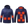 thumbnail image 1 of Heated Jacket for Men and Women Winter Puffer Jacket with Detachable Hood for Outdoor Motorcycle Camping Skiing Blue XL, 1 of 4