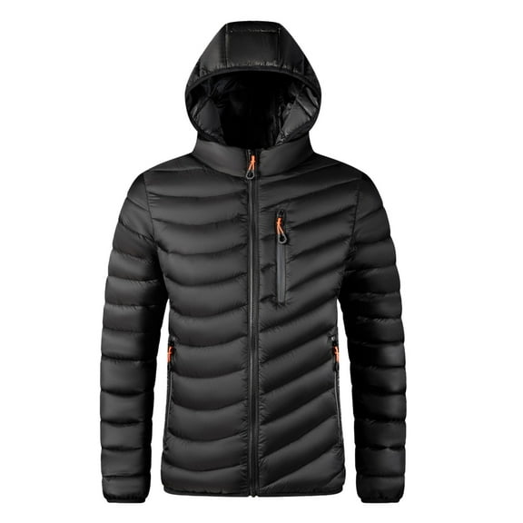 Heated Jackets For Men Down Alternative Quilted Lightweight Packable Padding Detachable Hood Mens Jackets Y2K,Black,S