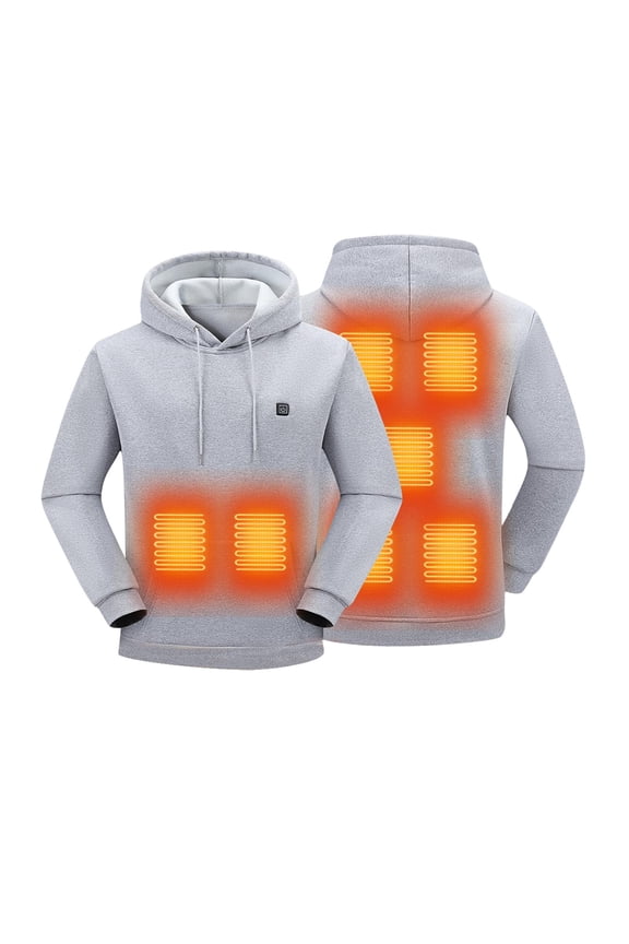 Heated Jackets For Men Hooded Drawstring Front Zip 7 Heating Zones 3 Levels Outwear Thermal Comfy Coat With Pockets (M, Gray-A)