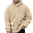 thumbnail image 1 of Heated Jackets For Men Hooded Solid Color Casual Fashion Fleece Oversized Denim Jacket Men,Beige,S, 1 of 5