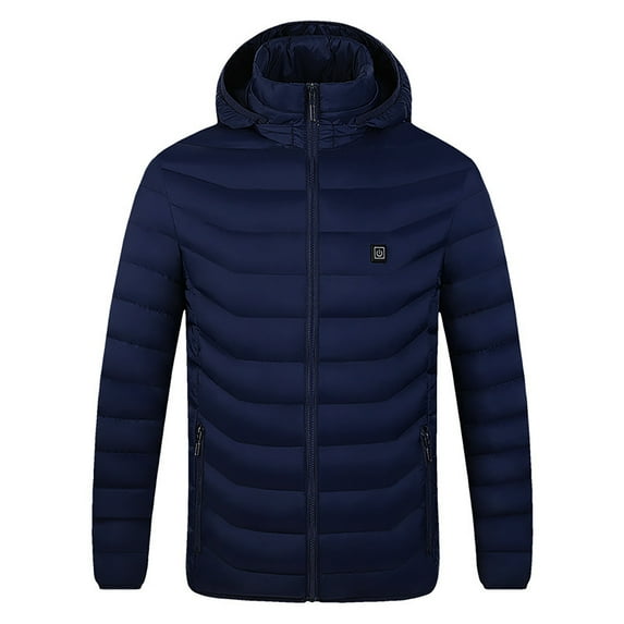 Heated Jackets for Women 4 Heat Zones Zipper Heated Hooded Sweatshirt Warm Usb Electric Long Sleeve Solid Outdoor Winter Puffer No Battery Winter Casual Womens Hoodies Blue XL