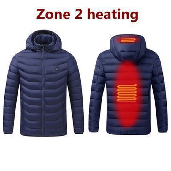 Heated Jackets for Men Women, Soft Shell Heated Outerwear Electric Heating Coat Heated Body Warmer 2 Heat Zones Blue L