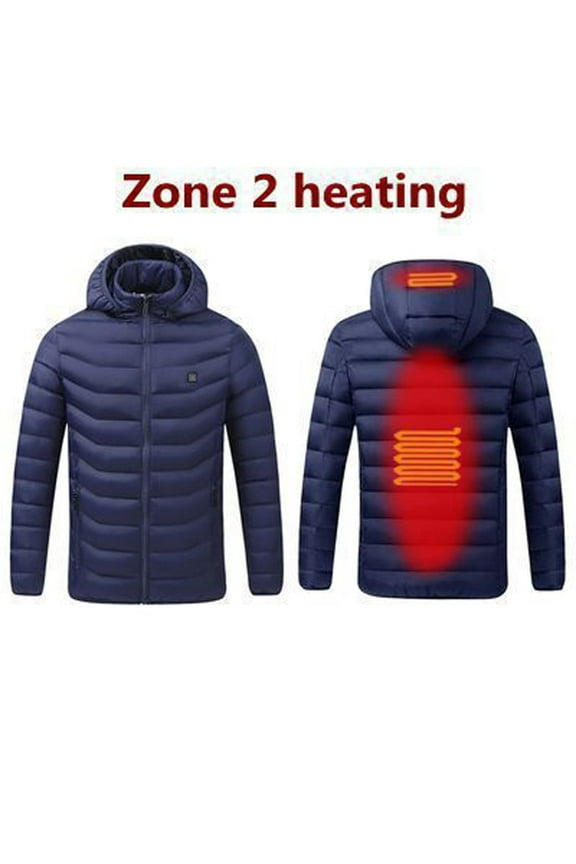 Heated Jackets for Men Women, Soft Shell Heated Outerwear Electric Heating Coat Heated Body Warmer 2 Heat Zones Blue L