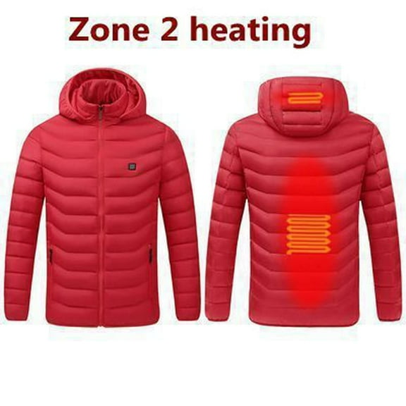 Heated Jackets for Men Women, Soft Shell Heated Outerwear Electric Heating Coat Heated Body Warmer 2 Heat Zones Red XXL