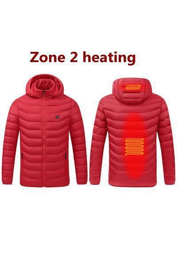 Heated Jackets for Men Women, Soft Shell Heated Outerwear Electric Heating Coat Heated Body Warmer 2 Heat Zones Red XXXXL