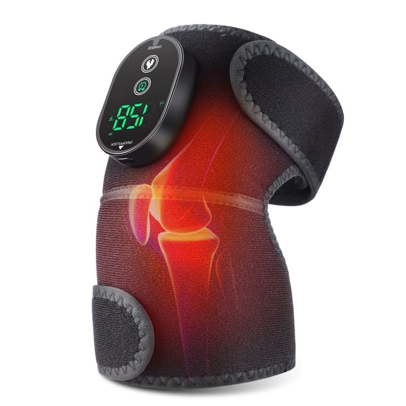Heated Knee Brace，Cordless Knee Heating Pad, Heated Knee Brace Wrap Heating Shoulder Brace Support Wrap with 3 Heat Levels and 3 Massage Modes (Black)