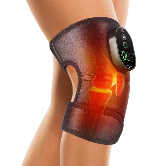 Heated Knee Brace, Cordless Knee Heating Pad Shoulder Brace, Cordless Rechargeable Heating Knee Warmers Wrap for Shoulder Elbow Knee Stress Relief Men Women Seniors, Black
