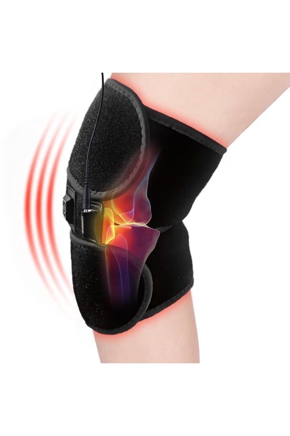 Heated Knee Brace Wrap, 3 Adjustable Temperature Knee Warmer for Joint Arthritis Pain Relief, Gray