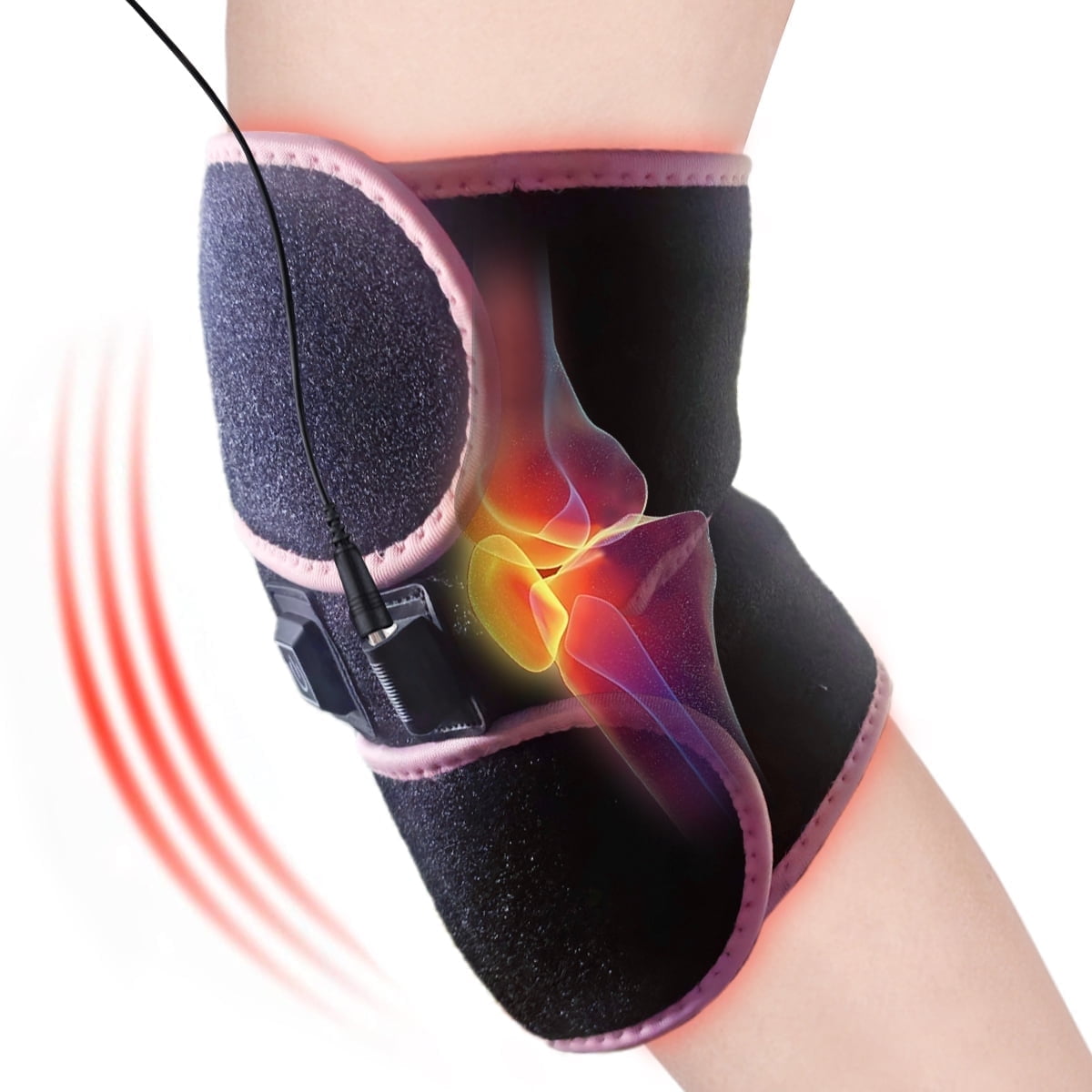 Heated Knee Brace Wrap, 3 Adjustable Temperature Knee Warmer for Joint Arthritis Pain Relief, Pink