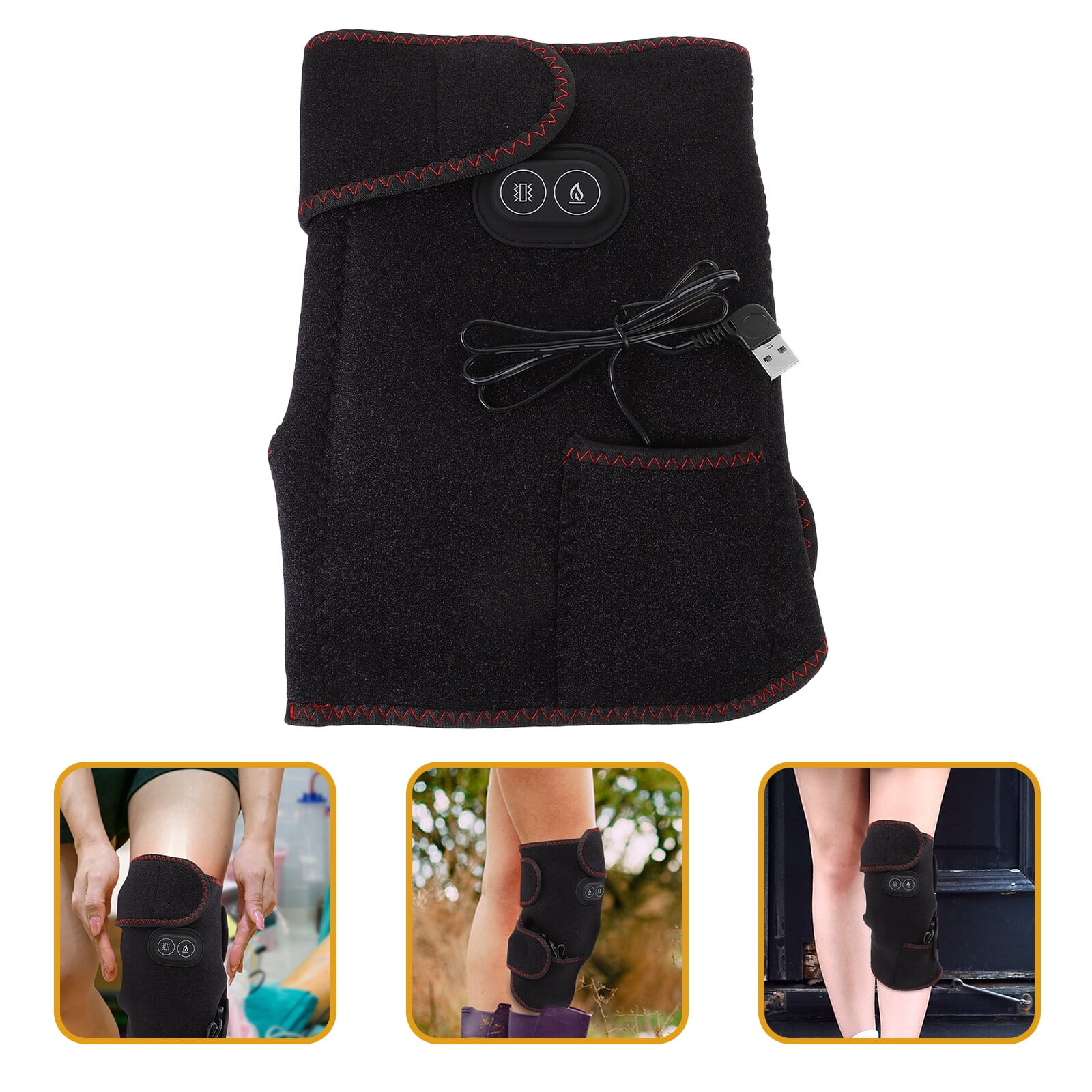Heated Knee Brace Wrap with Massage Vibration USB Powered Knee Massager for Joint Arthritis Pain