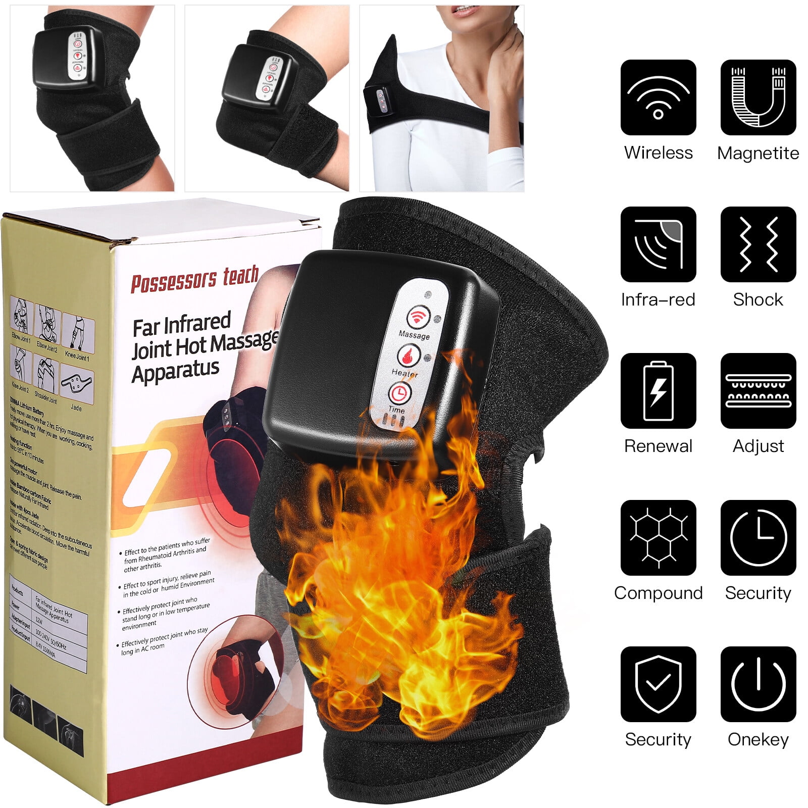Heated Knee Massager 2300mAh Rechargeable Battery Knee Wraps Electric