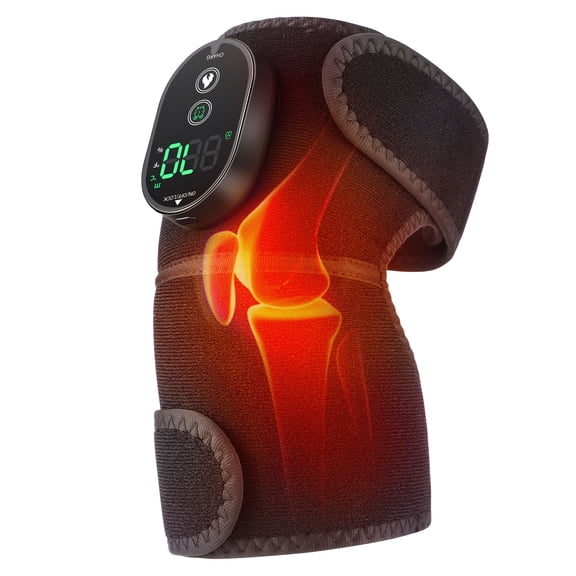 Heated Knee Massager, Electric Cordless Knee Wrpa Brace, 3 in 1 Vibration Massager for Knee Shoulder Elbow, 6-Speed Heat Adjustable Relief Pressure