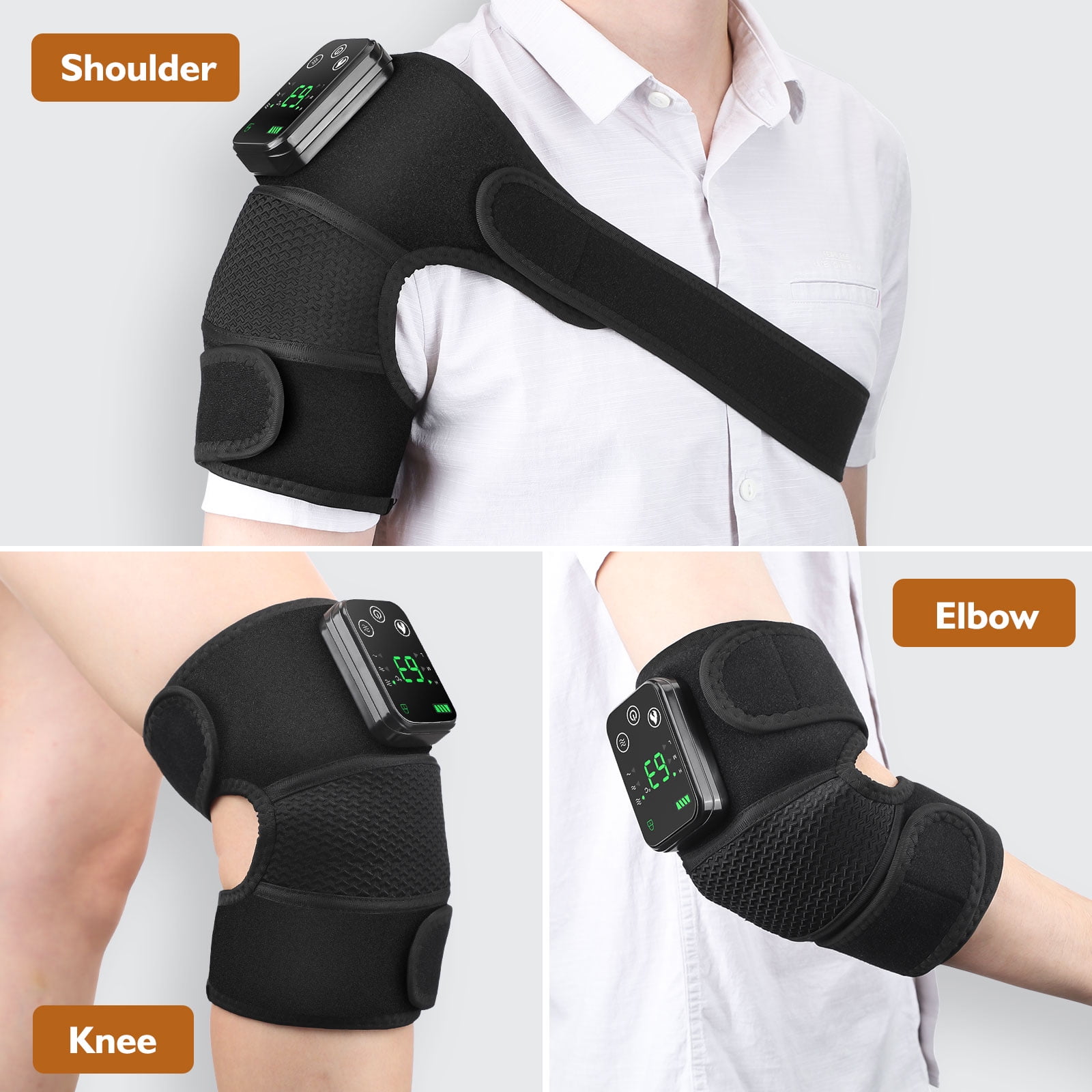 Heated Knee Massager,Heating Shoulder Support Brace Wrap with Massage,Vibration Heating Pads for Relaxing Knee Shoulder Elbow,Cordless Massage Machine Best gift for Men Women,Birthday Christmas