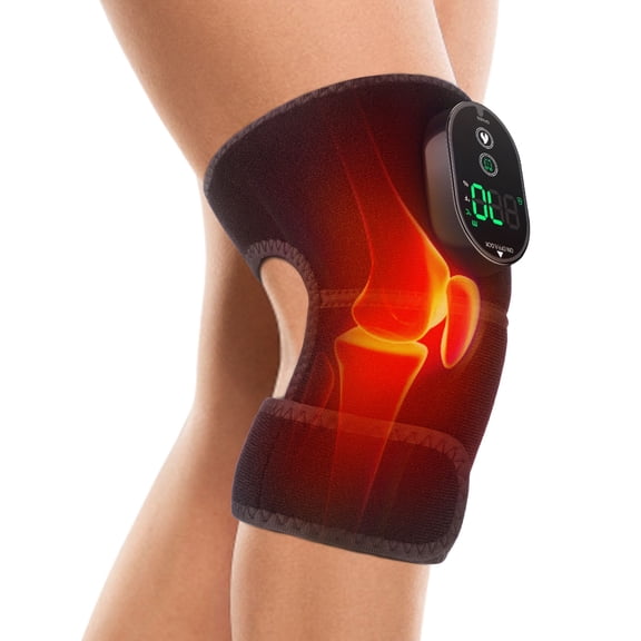 Heated Knee Massager, Knee Massager with Heat and Vibration, Cordless Heating Knee Warmers Wrap for Shoulder Elbow, Adjustable 6 Heating Levels, Heating Pads for Knee Stress Relief Deep Tissue